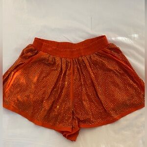 Queen of Sparkles Orange Rhinestone Active Shorts